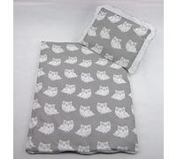 rawstyle 4 piezas Nueva colección - Funda Set para carrito cama de techo + cojín + relleno (gris claro + 1 búho Color Blanco)