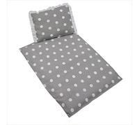 rawstyle 4 piezas Nueva colección - Funda Set para carrito cama de techo + cojín + relleno (gris + puntos color blanco)