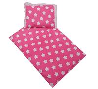 rawstyle 4 piezas Nueva colección - Funda Set para carrito cama de techo + cojín + relleno (Rosa + Estrellas Color Blanco)