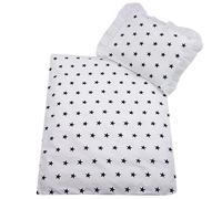 rawstyle 4 piezas Set de funda (Blanco + Estrellas Color Azul Marino) para cochecito cama de techo + cojín + relleno