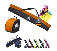 Rawstyle - Bolsa de esquí Impermeable para Botas de esquí, 160 cm o 180 cm, Bolsa de esquí Impermeable para Deportes de Invierno (Negro/Naranja, Lote de 180 cm)