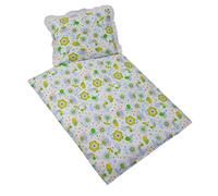 rawstyle funda Juego 4 - Carrito, Buggy y cama - Cama de techo + cojín + relleno (Nuevos diseños) blanco Weiß + Tiere Grün/Gelb Talla:1 x Kissen: 25cm x 35cm und 1 x Decke: 70cm x 50cm