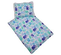 rawstyle funda Juego 4 - Carrito, Buggy y cama - Cama de techo + cojín + relleno (Nuevos diseños) blanco Weiß + Elefanten Blau Talla:1 x Kissen: 25cm x 35cm und 1 x Decke: 70cm x 50cm