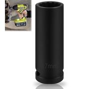 Raxfekro Llave de impacto dentada de 17 mm, 1/2 pulgadas, 12 cantos, 12,5 mm, CR-MO para quitar fácilmente las tuercas del eje