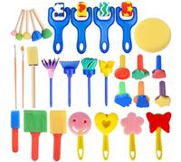 Raxfekro Set de 30 Kit Pintura Niños, Pincel Niños, Esponja para Pintar, Set de Herramientas de Pintura para Educación Infantil, Herramientas de Pintura Manual DIY