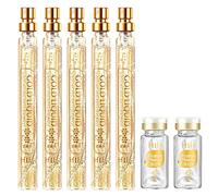 Raxove Juego de levantamiento de hilos de proteína, juego de levantamiento facial, combinación de esencia dorada, hilos de proteína solubles hidratantes, 5 esencias + 2 hilos de proteína, kit de