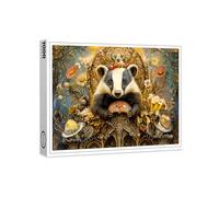 raxxa Puzzle Premium | Badgers on a Mushroom Throne in a Fantasy Scene | 1000 piezas