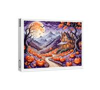 raxxa Puzzle Premium | Spooky Halloween Villa with Pumpkins and Bats | 1000 piezas