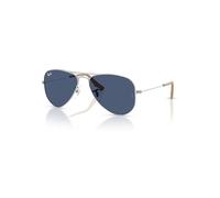 Ray-Ban Aviator Kids Gafas De Sol Plateado Montura Azul Lentes 52-14