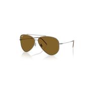 Ray-Ban Aviator Reverse Gafas De Sol Gunmetal Montura Marrón Lentes Polarizado 59-11