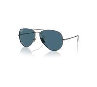 Ray-Ban Aviator Titanium Gafas De Sol Gunmetal Montura Azul Lentes Polarizado 58-14