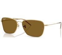 Ray-Ban Unisex Sunglass RBR0102S Caravan Reverse - Color del Marco: Oro Arista, Color de la Lente: Polar Marrón Oscuro