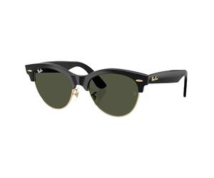 Ray-Ban Clubmaster - Gafas de sol, montura negra sobre oro, lentes verdes, protección UV, almohadillas ajustables para la nariz (0RB2341-9013154)