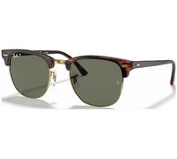Ray - Ban Unisex RB3016 CLUBMASTER 990/58 Gafas de sol Acetato Tortuga Verde G15 Cuadrada Polarizado