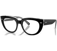 Ray-Ban Marcos cuadrados para gafas graduadas Doreen Rx5586 para mujer, Negro sobre lente transparente/demostración., 50 mm