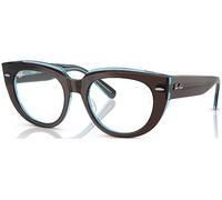 Ray-Ban Marcos cuadrados para gafas graduadas Doreen Rx5586 para mujer, Marrón sobre azul transparente/lente de demostración, 50 mm