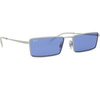 Ray-Ban Rb3741 Emy - Gafas de sol rectangulares, Plateado/Azul, 59 mm