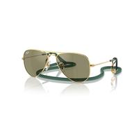 Ray-Ban Gafas de sol estilo aviador de metal Rj9506s para niños, Espejo dorado/verde, 52 mm