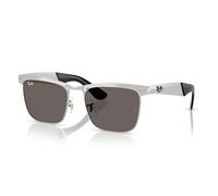Ray-Ban Gafas de sol unisex con marco plateado arenado, lentes gris oscuro, 56 mm