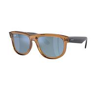 Ray-Ban Gafas de sol unisex Rbr0501s Boyfriend Reverse, Transparente Marrón Caramelo/Gris Oscuro Reflejado Turquesa, 56 mm