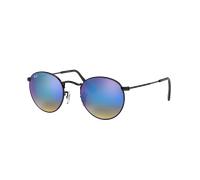 Ray-Ban Hombre Sunglass RB3447 Round Flash Lenses Gradient - Color del Marco: Negro, Color de la Lente: Azul
