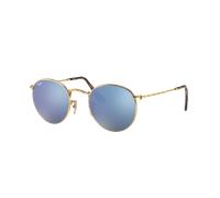 Ray-Ban Hombre Sunglass Round Flat Lenses - Color del Marco: Oro Arista, Color de la Lente: Azul Degradado