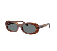 Ray-Ban Mujer Sunglass RB2221F - Color del Marco: Habana a Rayas, Color de la Lente: Azul