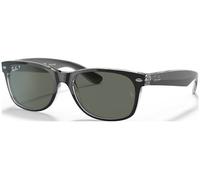 Ray-Ban Unisex Sunglass RB2132 New Wayfarer Classic - Color del Marco: Negro sobre transparente, Color de la Lente: Polarized Green Classic G-15