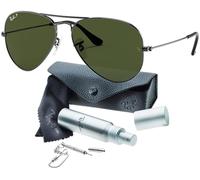 Ray-Ban Pilot Aviator Original con kit de cuidado, Gunmetal | Verde Polarizado, Large 58
