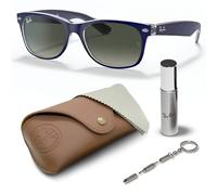 Ray-Ban RB2132 New Wayfarer JUEGO DE GAFAS DE SOL | Estuche exclusivo y kit de gafas | Matte Black on Transparent/Grey Gradient