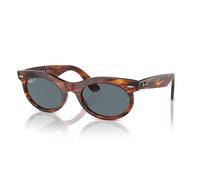 Ray-Ban Unisex Sunglass RB2242 Wayfarer Oval - Color del Marco: Habana a Rayas, Color de la Lente: Azul Oscuro