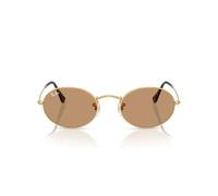 Ray - Ban Unisex RB3547 OVAL 001/53 Gafas de sol Metal Oro Marrón Redonda Normal