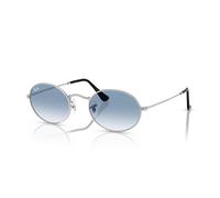 Ray-Ban Oval Metal Gafas De Sol Plateado Montura Azul Lentes 54-21