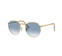 Ray-Ban New Round Gafas De Sol Oro Arista Montura Azul Lentes 50-21