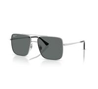 Ray-Ban Gafas de sol unisex con montura plateada, lentes polares gris oscuro, 56 mm, plateado, Large