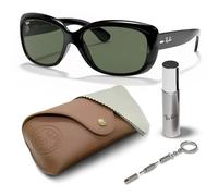 Ray-Ban RB4101 JACKIE OHH JUEGO DE GAFAS DE SOL | Estuche exclusivo y kit de gafas | Polished Black/Dark Green