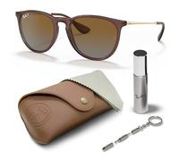 Ray-Ban RB4171 Erika KIT DE GAFAS DE SOL | Estuche exclusivos y kit de cuidado | Polished Transparent Dark Brown/Polarized Brown Gradient