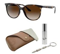 Ray-Ban RB4378 - Gafas de sol cuadradas para hombres y mujeres, incluye kit oficial de gafas Rayban, Marco Havana pulido, lente marrón degradado, 54 mm