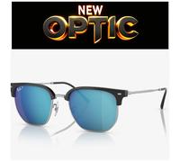 Ray Ban RB4416 6670/4L New Clubmaster Silver Blue Flash Polarized Chromance New