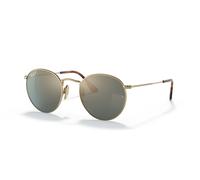 Ray-Ban Round Titanium Gafas De Sol Oro Montura Azul Lentes Polarizados 50-21