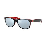 Ray - Ban Unisex Ray - Ban RB2132M NEW WAYFARER SCUDERIA FERRARI COLLECTION F63830 Gafas de sol Nylon Negro Plata Cuadrada Normal Espejo
