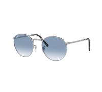 Ray - Ban Unisex Ray - Ban RB3637 NEW ROUND 003/3F Gafas de sol Metal Plata Azul Pantos Normal Sombreado