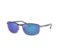 Ray - Ban Unisex RB3671CH CHROMANCE 92044L Gafas de sol Metal Azul Gris Pillow Polarizado Espejo