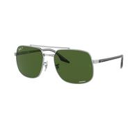 Ray - Ban Unisex RB3699 003/P1 Gafas de sol Metal Plata Verde Cuadrada Polarizado