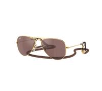 Ray-Ban Unisex Sunglass Aviator Kids - Color del Marco: Oro Arista, Color de la Lente: Espejo marrón y plateado