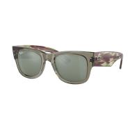 Ray-Ban Unisex Sunglass Mega Wayfarer - Color del Marco: Verde Transparente, Color de la Lente: Plateado