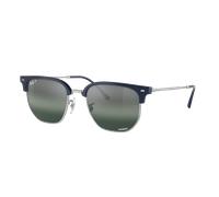 Ray-Ban Unisex Sunglass New Clubmaster Polarized+ Lenses - Color del Marco: Azul sobre Plata, Color de la Lente: Polarizadas+ en Plata/Azul