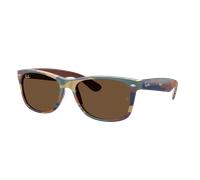 Ray-Ban Unisex Sunglass New Wayfarer Classic - Color del Marco: Camuflaje marrón y azul, Color de la Lente: Marrón Oscuro