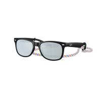 Ray-Ban Unisex Sunglass New Wayfarer Kids Summer Capsule - Color del Marco: Goma Negra, Color de la Lente: Espejo verde y plateado