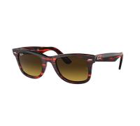 Ray-Ban Unisex Sunglass Original Wayfarer Bio-Based - Color del Marco: Rojo a Rayas, Color de la Lente: Marrón Degradado